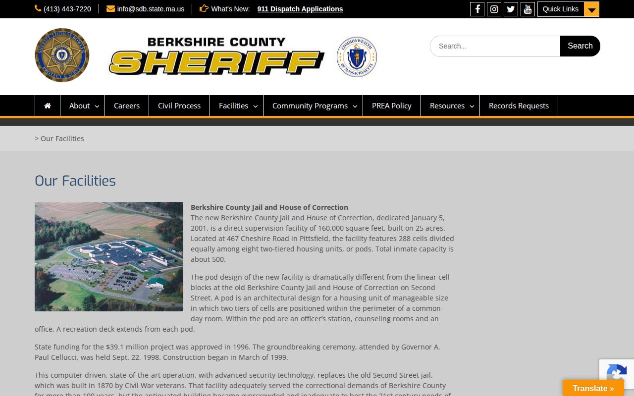 Berkshire County Jail release facility history