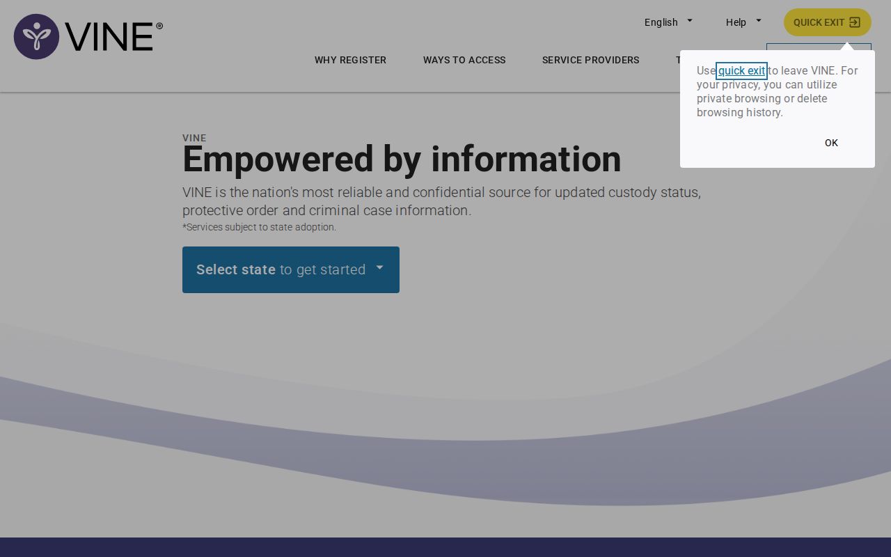Berkshire County VINELink release search and notification interface
